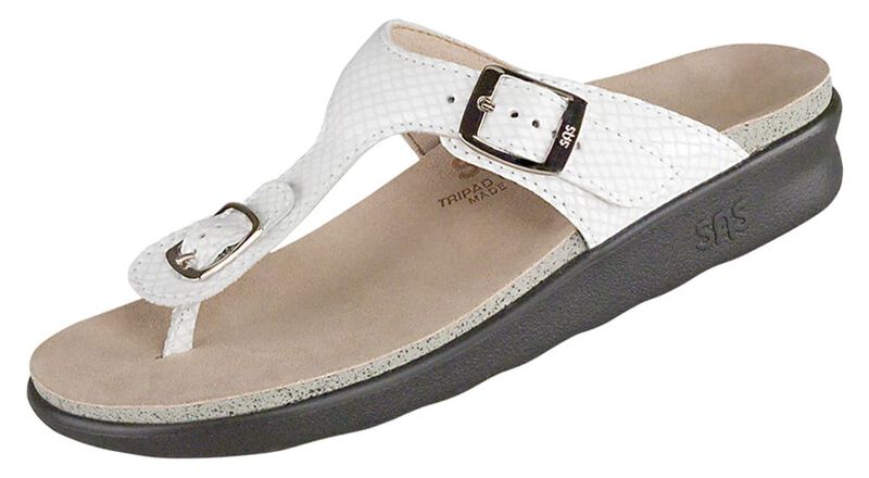 WHITE SNAKE | SAS Women's White Snake Sanibel T-Strap Slide Sandal-SANIBEL212-Made in USA-Brandy's Shoes