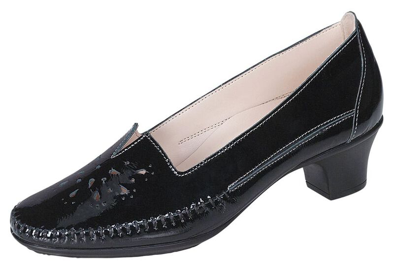 BLACK PATENT | Sonyo Slip On Heel at Brandy's Shoes Made in USA