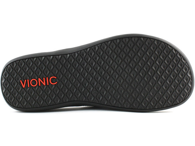Vionic Black Tide II Leather Toe Post Orthopedic Flip Flop Sandal | Vionic Tide II - Women's Flip Flop-Brandy