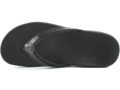 Vionic Black Tide II Leather Toe Post Orthopedic Flip Flop Sandal | Vionic Tide II - Women's Flip Flop-Brandy