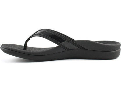 Vionic Black Tide II Leather Toe Post Orthopedic Flip Flop Sandal | Vionic Tide II - Women's Flip Flop-Brandy