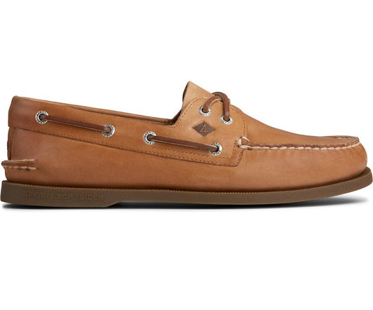 AUTHENTIC ORIGINAL BOAT SHOE | Sperry Top Sider Men's Authentic Original 2 Eye 0197640 Loafer Shoes-TAUPE/Sahara Leather Boat Shoes-Made in USA