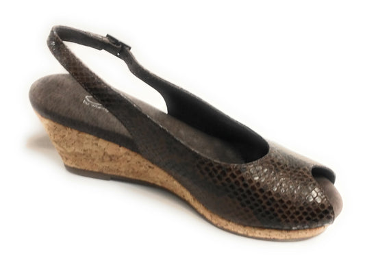 Women's Walking Cradles Amore Snake Black/Brown Sling Sandals