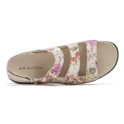 aravon power comfort 3 strap vanilla floral brandys shoes .com