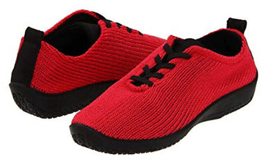 ARCOPEDICO LS LACED SHOE RED 1151 | Arcopedico Women's LS Knit "Shocks" Comfort Shoe - Red 1151-Brandy
