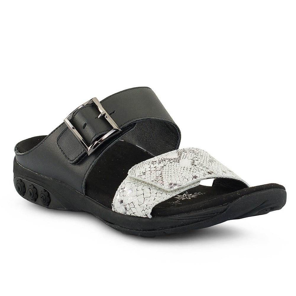 MANDY BLACK |  Mandy Women’s Color Block Leather Sandal -Brandy