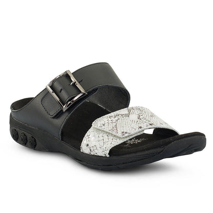 MANDY BLACK |  Mandy Women’s Color Block Leather Sandal -Brandy