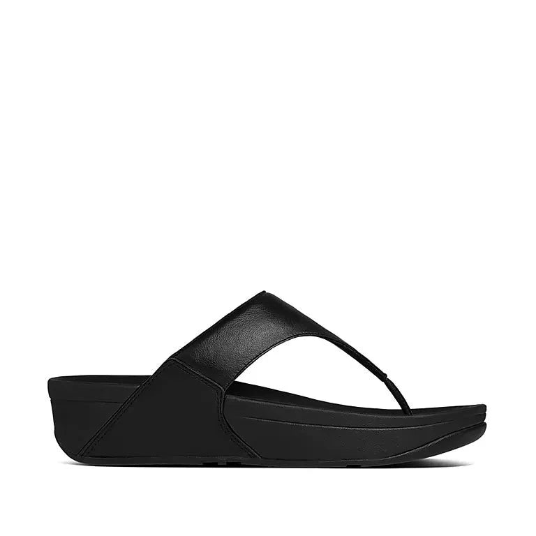 LULU BLACK | LULU Women Leather Toe-Post Sandals - Black (I88-001) | FitFlop-Brandy