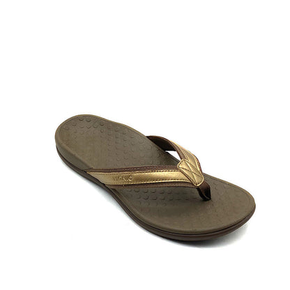 Tide ii Toe Post Women's Sandals - Bronze Metallic | Vionic Leather Thong Sandals - Tide II-Brandy