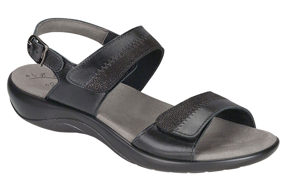 NUDU MIDNIGHT | SAS Women's NUDU350 Nudu Heel Strap Midnight/Black Sandal-Made in USA-Brandy's Shoes