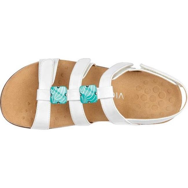 Women's Vionic Amber White Sandals | Vionic Amber White Strappy Sandals Women’s Turquoise Bead Arch Support - Brandy