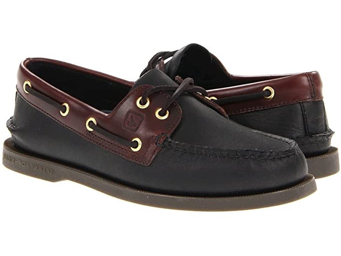AUTHENTIC ORIGINAL BOAT SHOE | Sperry Top Sider Men's Authentic Original 2 Eye 0191486 Loafer Shoes-Black Amaretto Boat Shoes-Made in USA