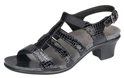 ALLEGRO BLACK CROC | Black Croc WOMENS Sandal at Brandy's Shoes Made in USA