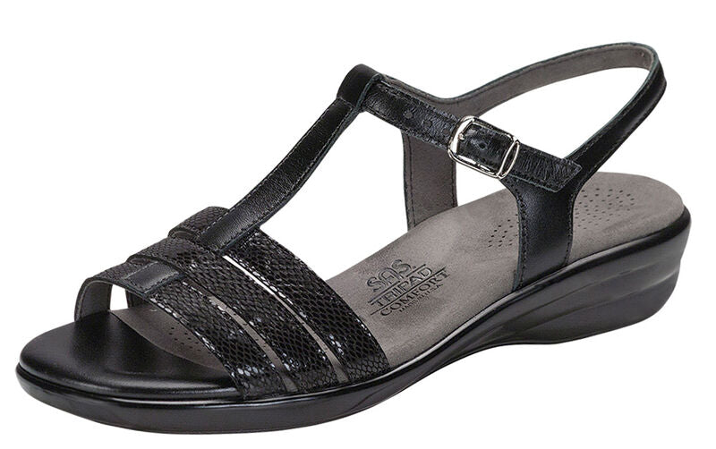 CAPRI BLACK SNAKE | SAS Capri WOMENS Black Snake Sandal 2300-229 Brandy's Shoes Made in USA