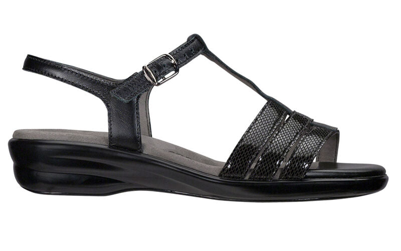 CAPRI BLACK SNAKE | SAS Capri WOMENS Black Snake Sandal 2300-229 Brandy's Shoes Made in USA