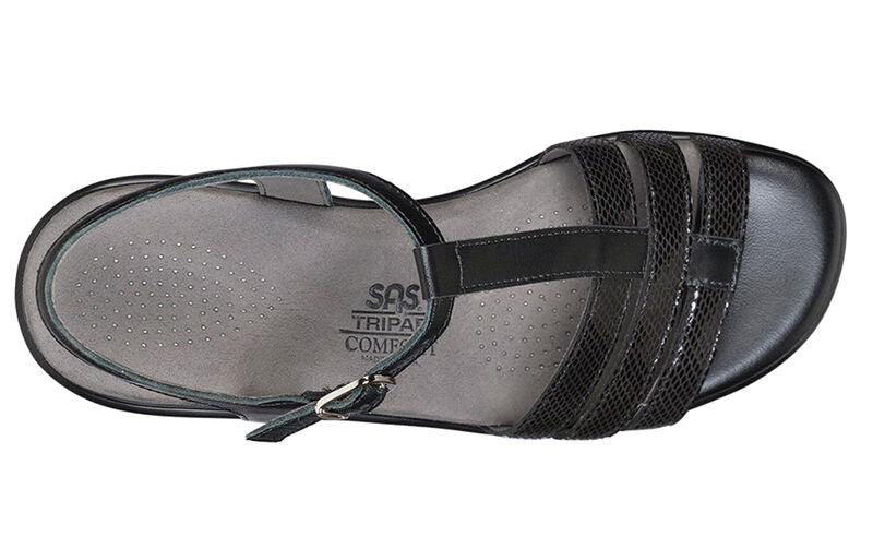 CAPRI BLACK SNAKE | SAS Capri WOMENS Black Snake Sandal 2300-229 Brandy's Shoes Made in USA