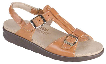 Captiva T-Strap Sandal-CARAMEL | SAS Women's Captiva Caramel T-Strap Sandal-CAPTIVA201-Made in USA-Brandy's Shoes