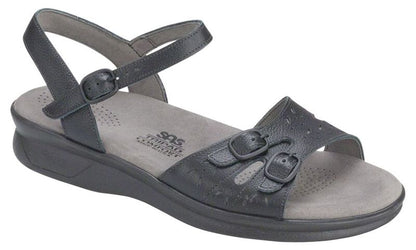 Duo Quarter Strap Sandal-BLACK | SAS Women's Duo Quarter Black Strap Sandal-DUO020-Made in USA-Brandy's Shoes